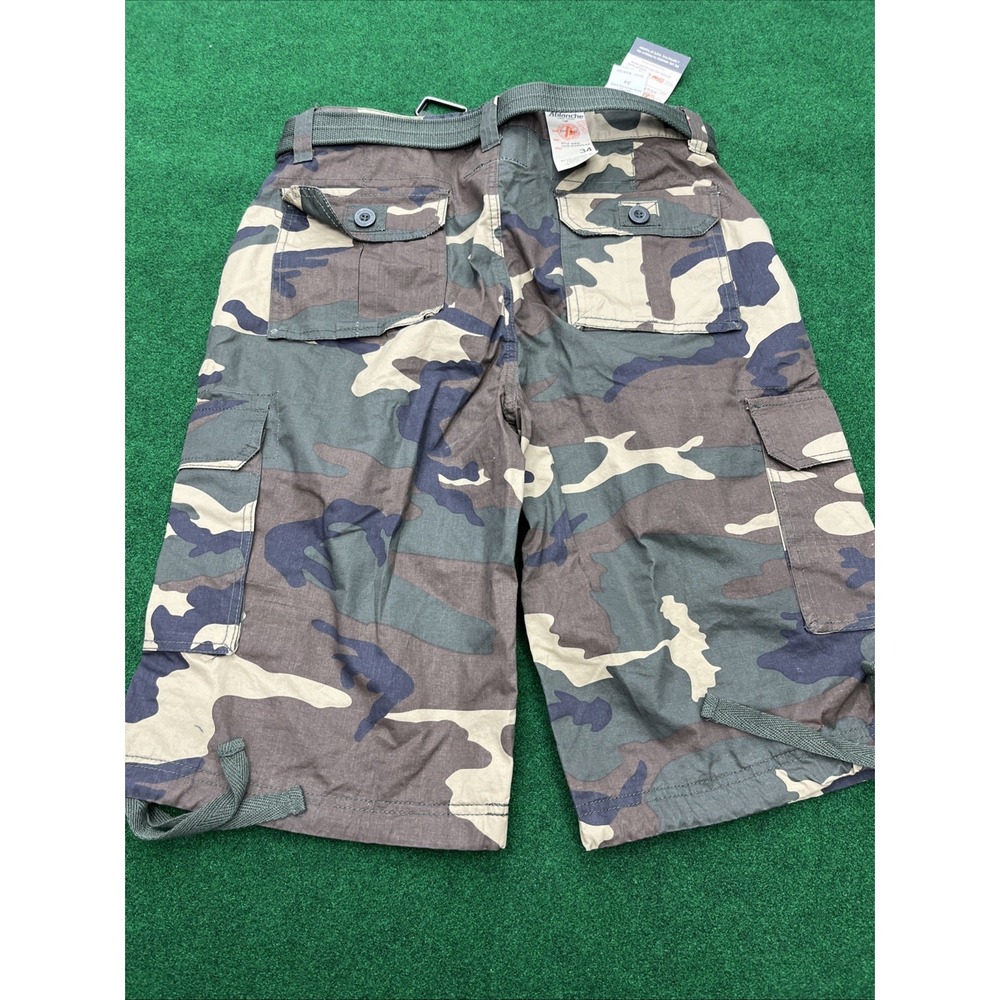 Ablanche Green Camo Cargo Shorts Belt & Pockets Mens Size 34 NWT - Picture 7 of 9